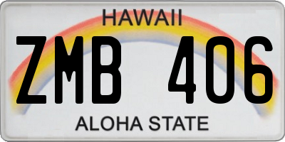 HI license plate ZMB406