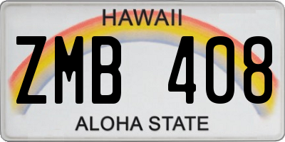 HI license plate ZMB408