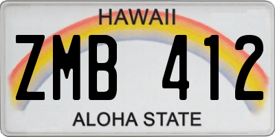 HI license plate ZMB412