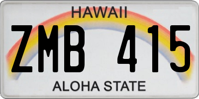 HI license plate ZMB415