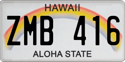 HI license plate ZMB416