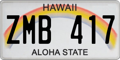HI license plate ZMB417
