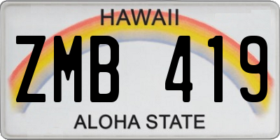 HI license plate ZMB419