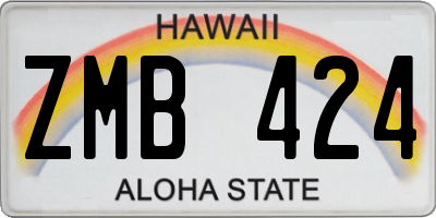 HI license plate ZMB424