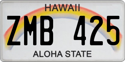 HI license plate ZMB425