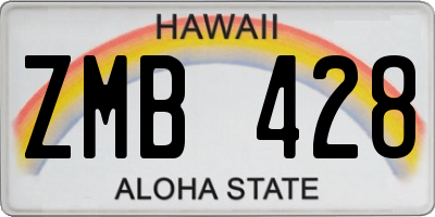 HI license plate ZMB428