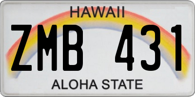 HI license plate ZMB431