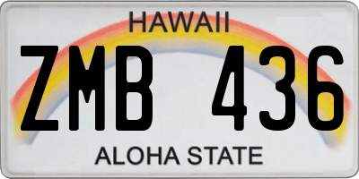 HI license plate ZMB436