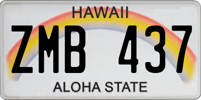 HI license plate ZMB437