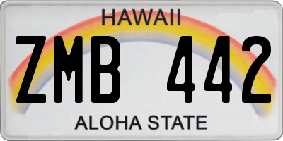 HI license plate ZMB442