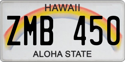 HI license plate ZMB450