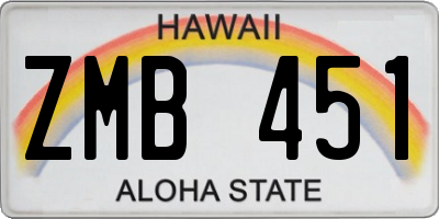 HI license plate ZMB451