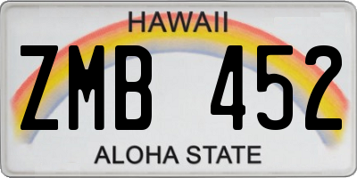 HI license plate ZMB452