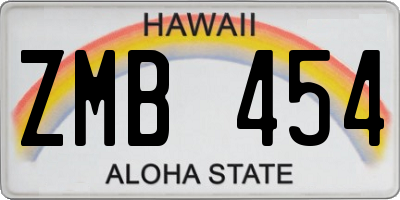 HI license plate ZMB454