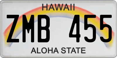 HI license plate ZMB455