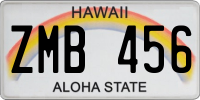 HI license plate ZMB456