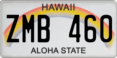 HI license plate ZMB460