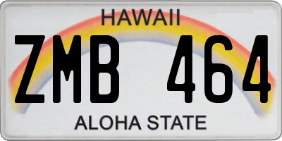 HI license plate ZMB464