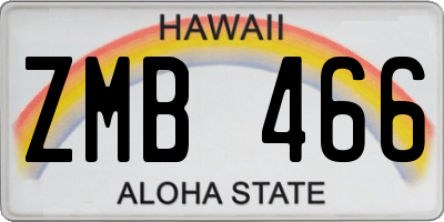HI license plate ZMB466