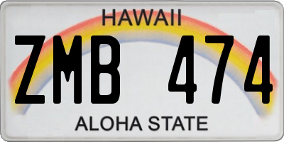 HI license plate ZMB474