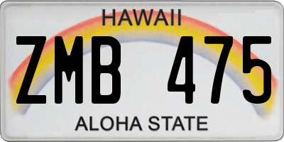 HI license plate ZMB475