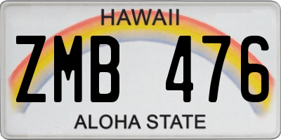 HI license plate ZMB476