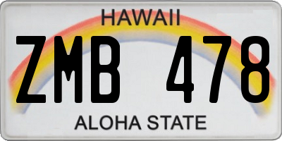 HI license plate ZMB478