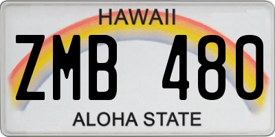 HI license plate ZMB480
