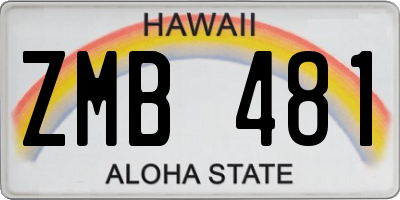HI license plate ZMB481