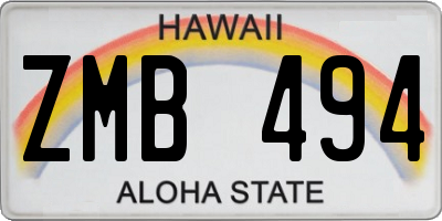 HI license plate ZMB494