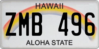 HI license plate ZMB496