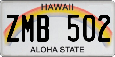 HI license plate ZMB502
