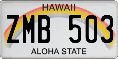 HI license plate ZMB503