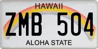 HI license plate ZMB504