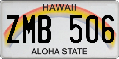 HI license plate ZMB506