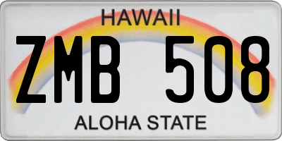 HI license plate ZMB508