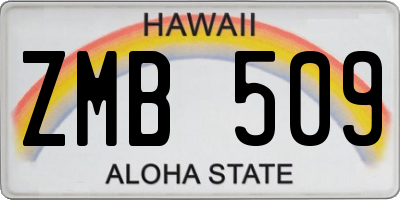 HI license plate ZMB509