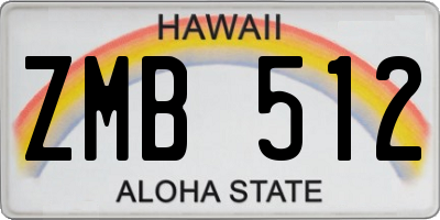 HI license plate ZMB512