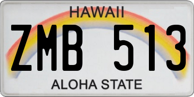 HI license plate ZMB513
