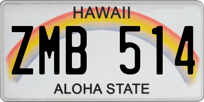 HI license plate ZMB514