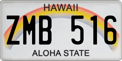 HI license plate ZMB516