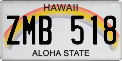 HI license plate ZMB518