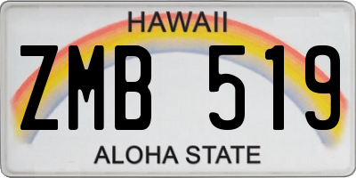 HI license plate ZMB519