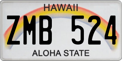 HI license plate ZMB524