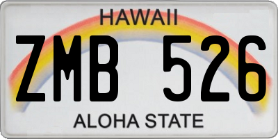 HI license plate ZMB526