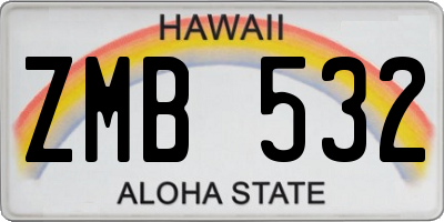 HI license plate ZMB532