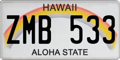 HI license plate ZMB533