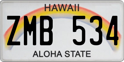 HI license plate ZMB534