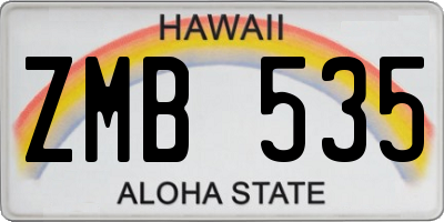 HI license plate ZMB535