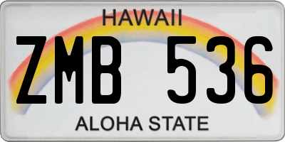 HI license plate ZMB536